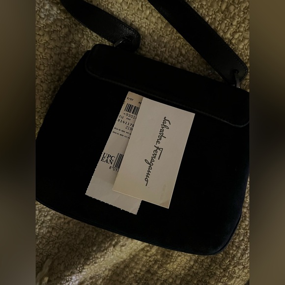 Ferragamo Black Suede Bag with Silver Clasp - Picture 16 of 16